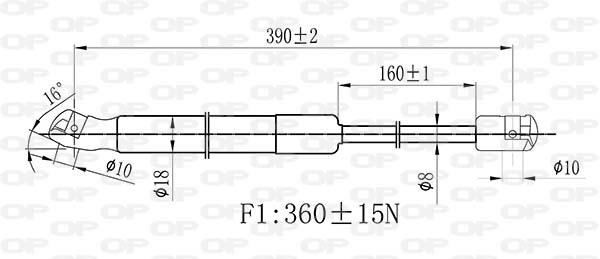 Open parts GSR6467.00 Gas hood spring GSR646700