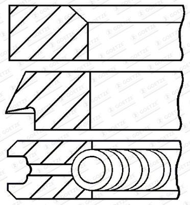 Goetze 08-209806-00 Piston rings for 1 cylinder, set, 0.40mm 0820980600