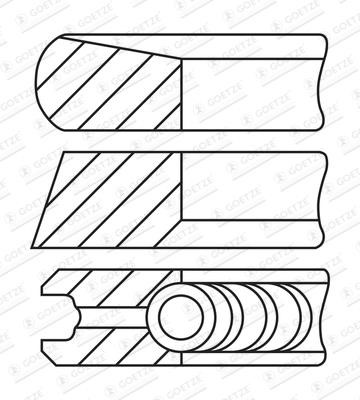 Goetze 08-443108-00 Piston rings for 1 cylinder, set, 0.60mm 0844310800