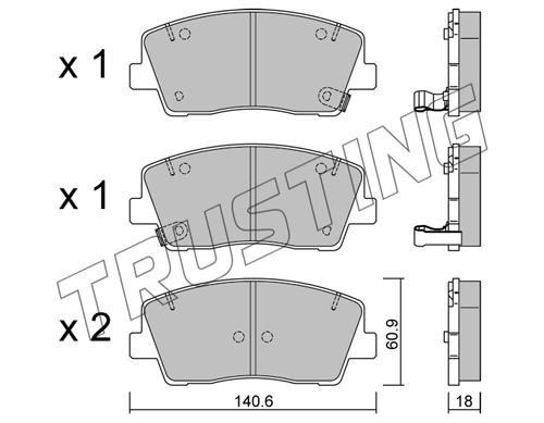 Trusting 1169.0 Brake Pad Set, disc brake 11690