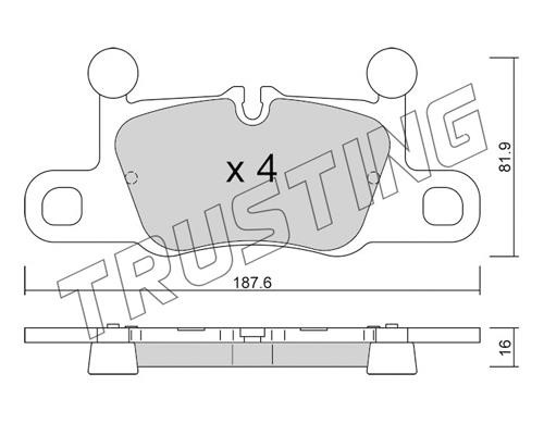 Trusting 1258.0 Brake Pad Set, disc brake 12580