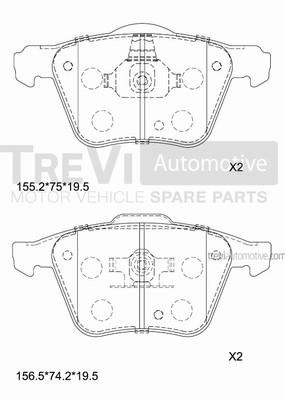 Trevi automotive PF1201 Brake Pad Set, disc brake PF1201