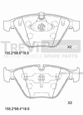 Trevi automotive PF1198 Brake Pad Set, disc brake PF1198