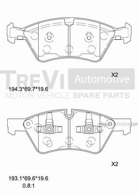Trevi automotive PF1275 Brake Pad Set, disc brake PF1275