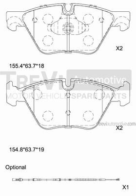 Trevi automotive PF1468 Brake Pad Set, disc brake PF1468