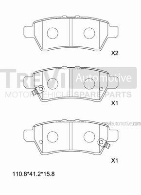 Trevi automotive PF1296 Brake Pad Set, disc brake PF1296