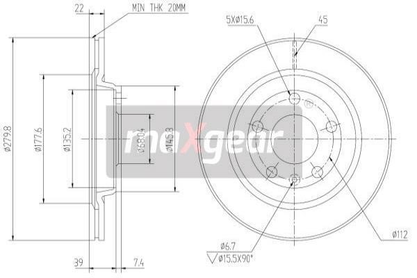 Brake disc Maxgear 19-0758MAX