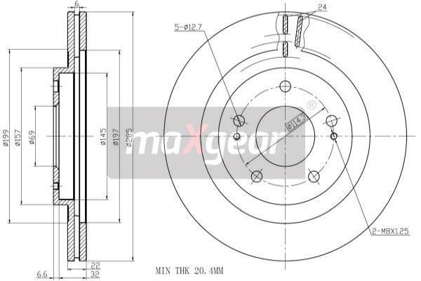 Maxgear 192445 Front brake disc ventilated 192445