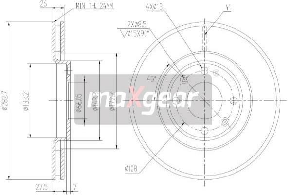 Front vented brake disc Maxgear 19-0807MAX