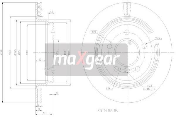 Maxgear 19-0800 Rear ventilated brake disc 190800