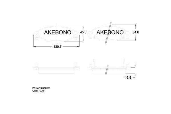 Akebono AN-8048WK Brake Pad Set, disc brake AN8048WK