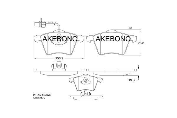 Akebono AN-4363WK Brake Pad Set, disc brake AN4363WK