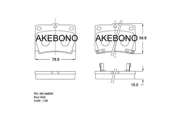 Akebono AN-468WK Brake Pad Set, disc brake AN468WK