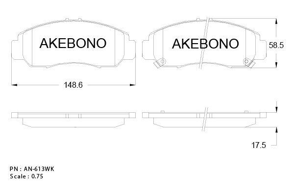 Akebono AN-613WK Brake Pad Set, disc brake AN613WK