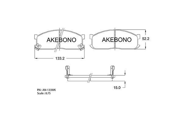 Akebono AN-133WK Brake Pad Set, disc brake AN133WK