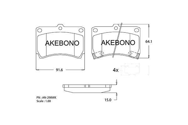 Akebono AN-298WKE Brake Pad Set, disc brake AN298WKE