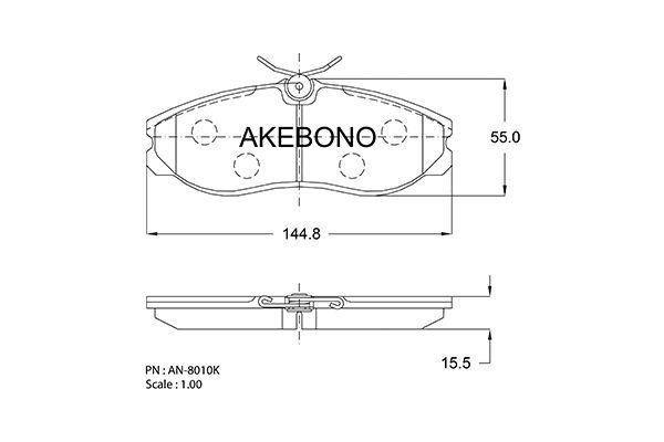 Akebono AN-8010K Brake Pad Set, disc brake AN8010K