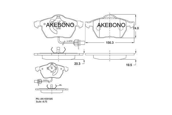 Akebono AN-4001WKE Brake Pad Set, disc brake AN4001WKE