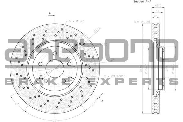 Akebono BN-0077E Front brake disc ventilated BN0077E