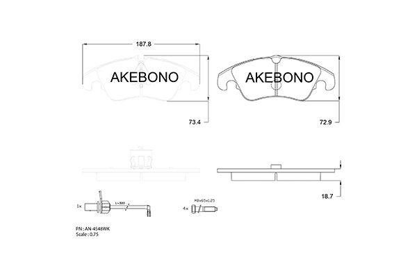 Akebono AN-4548WK Brake Pad Set, disc brake AN4548WK