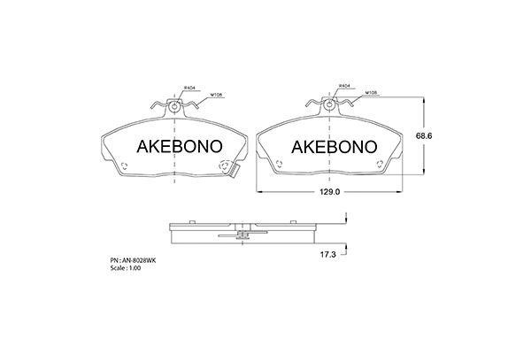 Akebono AN-8028WK Brake Pad Set, disc brake AN8028WK