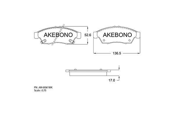 Akebono AN-8061WK Brake Pad Set, disc brake AN8061WK