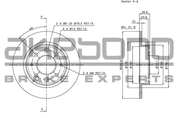 Akebono BN-0750E Rear brake disc, non-ventilated BN0750E