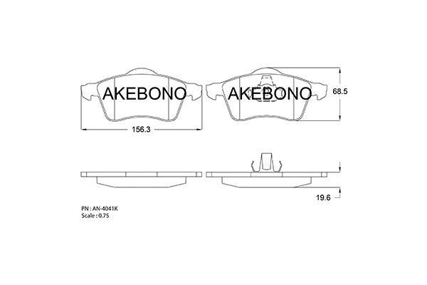 Akebono AN-4041K Brake Pad Set, disc brake AN4041K