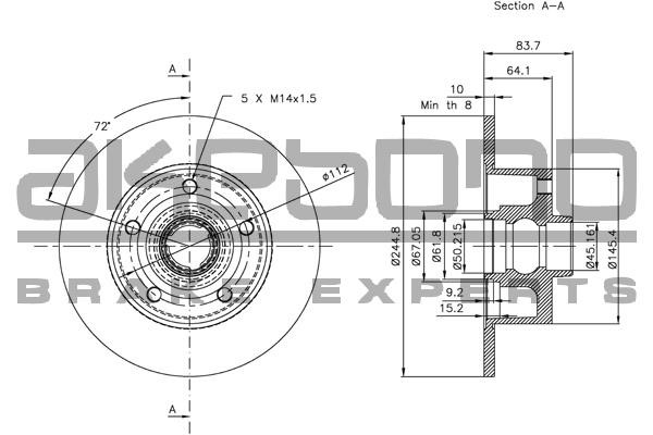 Akebono BN-0142E Rear brake disc, non-ventilated BN0142E