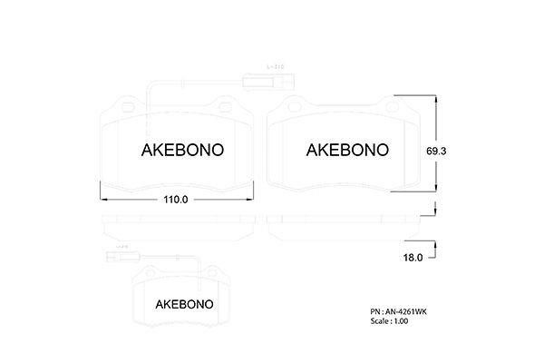 Akebono AN-4261WKE Brake Pad Set, disc brake AN4261WKE