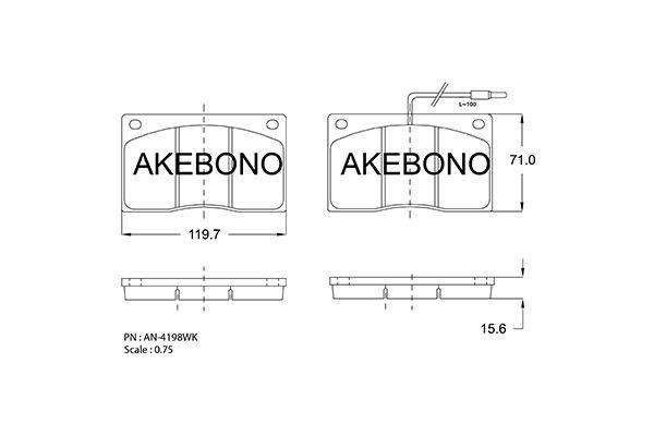 Akebono AN-4198WKE Brake Pad Set, disc brake AN4198WKE