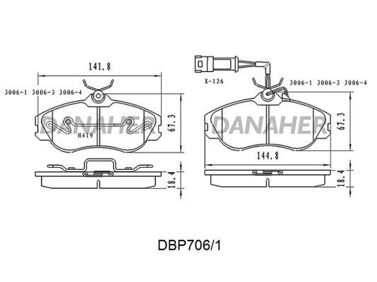 Danaher DBP706/1 Brake Pad Set, disc brake DBP7061