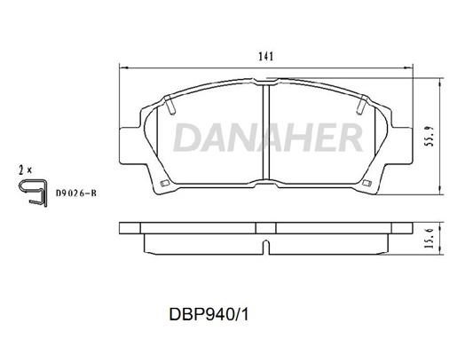 Danaher DBP940/1 Brake Pad Set, disc brake DBP9401
