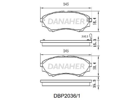 Danaher DBP2036/1 Brake Pad Set, disc brake DBP20361