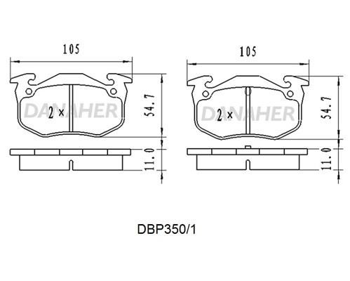 Danaher DBP350/1 Brake Pad Set, disc brake DBP3501