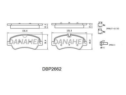 Danaher DBP2662 Brake Pad Set, disc brake DBP2662