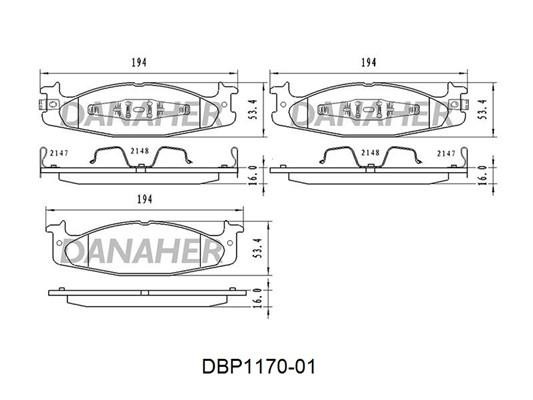 Danaher DBP1170-01 Brake Pad Set, disc brake DBP117001
