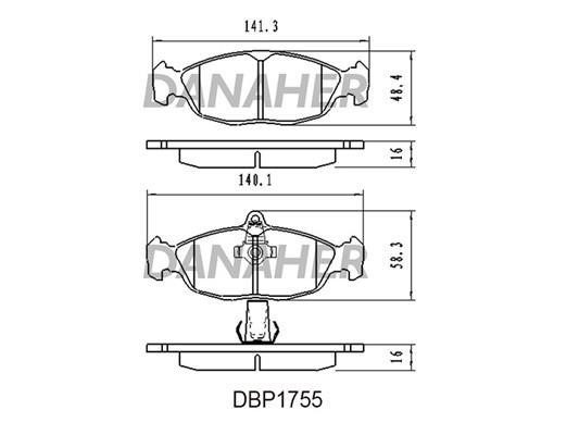 Danaher DBP1755 Brake Pad Set, disc brake DBP1755