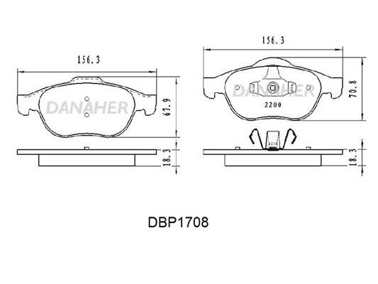 Danaher DBP1708 Brake Pad Set, disc brake DBP1708