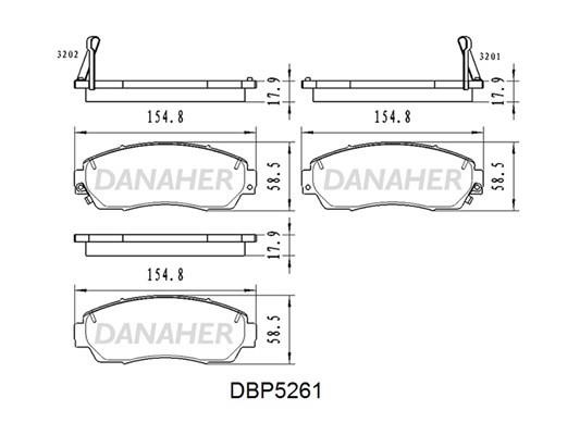 Danaher DBP5261 Front disc brake pads, set DBP5261