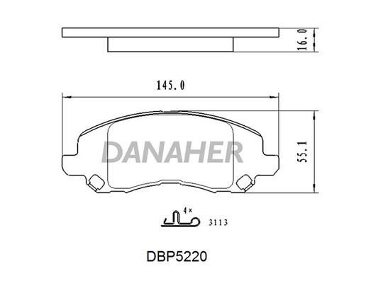 Danaher DBP5220 Brake Pad Set, disc brake DBP5220