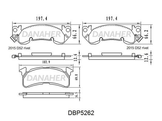 Danaher DBP5262 Front disc brake pads, set DBP5262