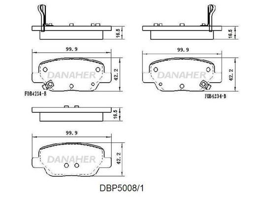 Danaher DBP5008/1 Brake Pad Set, disc brake DBP50081
