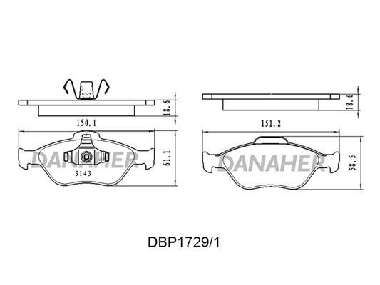 Danaher DBP1729/1 Brake Pad Set, disc brake DBP17291