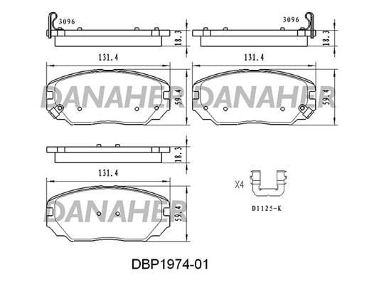 Danaher DBP1974-01 Brake Pad Set, disc brake DBP197401