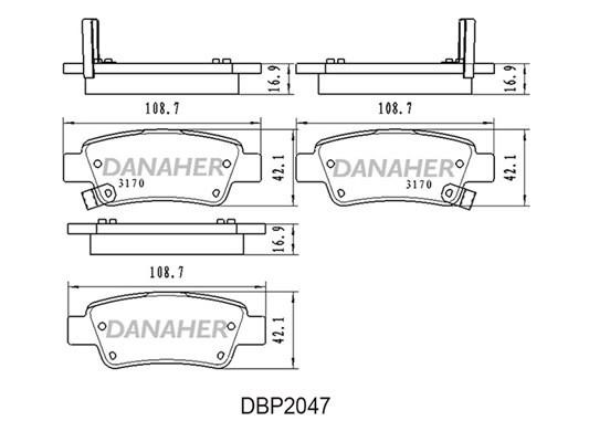 Danaher DBP2047 Brake Pad Set, disc brake DBP2047