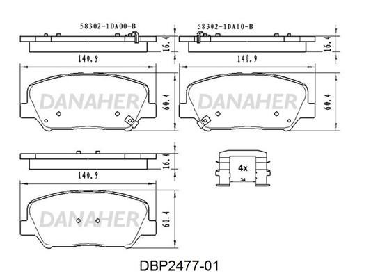 Danaher DBP2477-01 Brake Pad Set, disc brake DBP247701