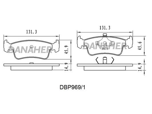 Danaher DBP969/1 Brake Pad Set, disc brake DBP9691