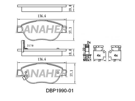 Danaher DBP1990-01 Brake Pad Set, disc brake DBP199001