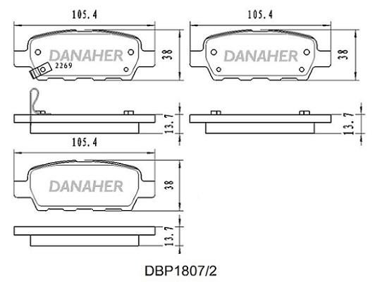 Danaher DBP1807/2 Brake Pad Set, disc brake DBP18072